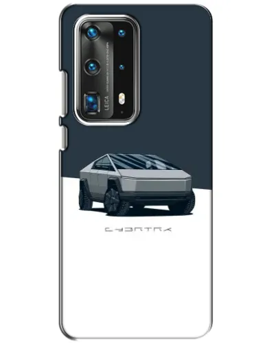Чехол для Huawei P40 с картинкой «Серебристый Cybertruck Tesla»
