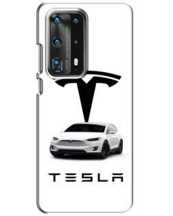 Чехол для Huawei P40 с картинкой «Tesla White Style»