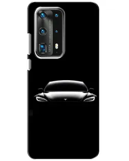 Чехол для Huawei P40 с картинкой «Фары Tesla Night»