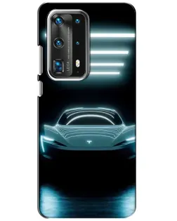 Чехол для Huawei P40 с картинкой «Tesla в неоне»