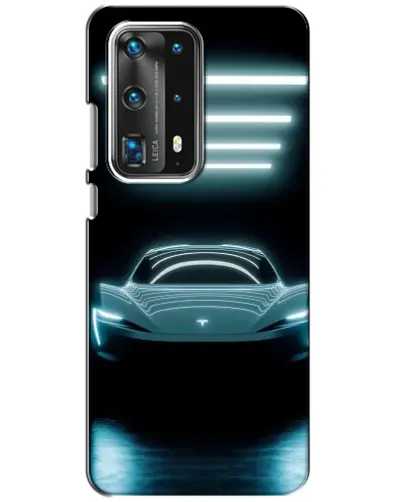 Чехол для Huawei P40 с картинкой «Tesla в неоне»
