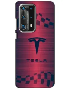 Чехол для Huawei P40 с картинкой «Тесла красный карбон»