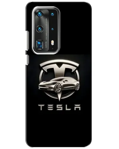 Чехол для Huawei P40 с картинкой «Tesla — серебристое авто»
