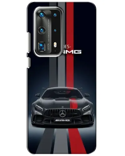 Чехол для Huawei P40 с картинкой «Mercedes — белый карбон»