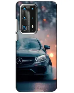 Чехол для Huawei P40 с картинкой «Mercedes — ночной город»