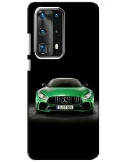 Чехол для Huawei P40 с картинкой «Mercedes — неоновый лого»