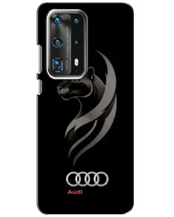 Чехол для Huawei P40 с картинкой «Графика — пантера и Audi»