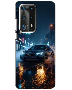 Чехол для Huawei P40 с картинкой «Ночной город и Audi»