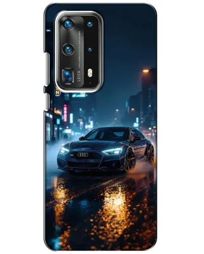 Чехол для Huawei P40 с картинкой «Ночной город и Audi»
