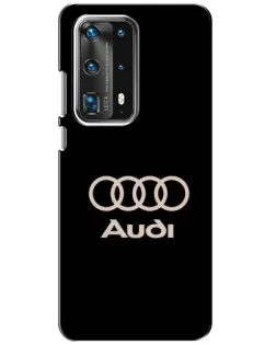 Чехол для Huawei P40 с картинкой «Audi — золотой логотип»