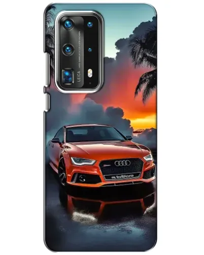 Чехол для Huawei P40 с картинкой «Audi — закат»