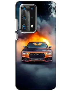 Чехол для Huawei P40 с картинкой «Audi в огненном дыму»