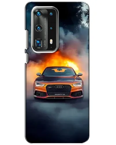 Чехол для Huawei P40 с картинкой «Audi в огненном дыму»