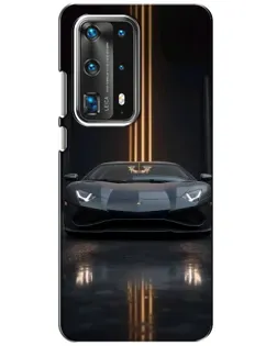 Чехол для Huawei P40 с картинкой «Lamborghini золотые линии»