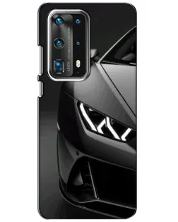 Чехол для Huawei P40 с картинкой «Lamborghini фары детализация»