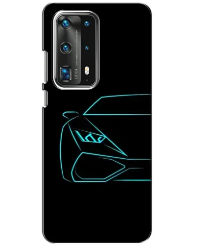 Чехол для Huawei P40 с картинкой «Голубой силуэт Lamborghini»