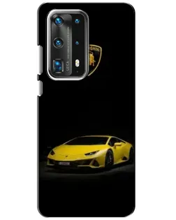 Чехол для Huawei P40 с картинкой «Lamborghini желтый акцент»