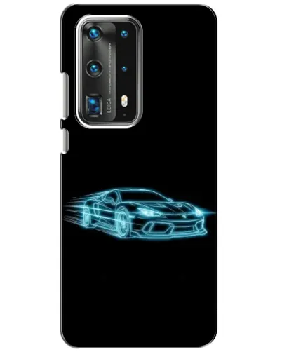 Чехол для Huawei P40 с картинкой «Неоновый контур Lamborghini»