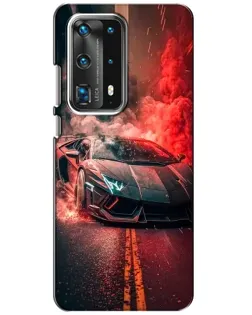 Чехол для Huawei P40 с картинкой «Lamborghini красный дым»