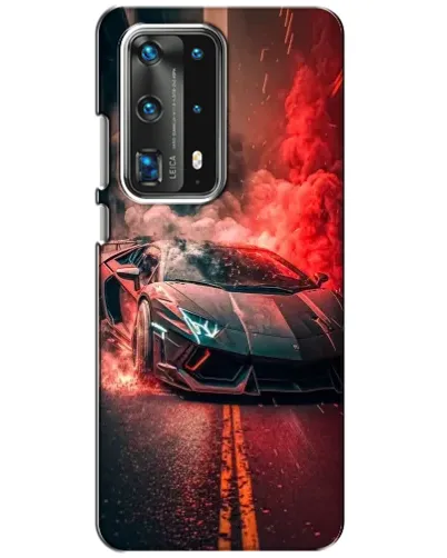 Чехол для Huawei P40 с картинкой «Lamborghini красный дым»