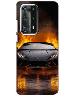 Чехол для Huawei P40 с картинкой «Lamborghini в огне»