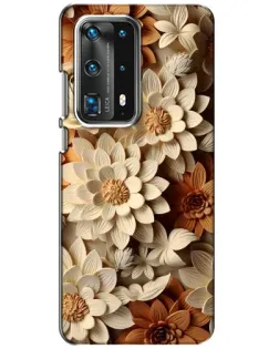 Чехол для Huawei P40 с картинкой «Бежевый флористический декор»