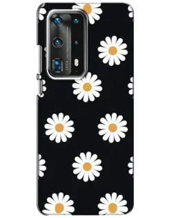 Чехол для Huawei P40 с картинкой «Ромашки на черном»