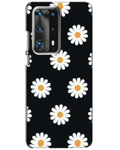 Чехол для Huawei P40 с картинкой «Ромашки на черном»