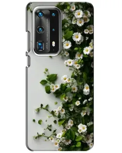 Чехол для Huawei P40 с картинкой «Ветка мелких белых цветов»