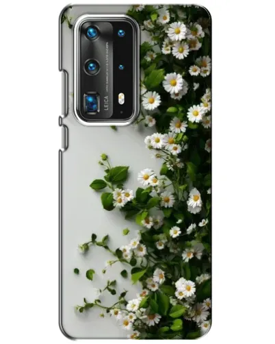 Чехол для Huawei P40 с картинкой «Ветка мелких белых цветов»