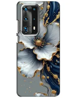 Чехол для Huawei P40 с картинкой «Белый цветок и золотой флюид»