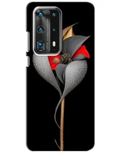 Чехол для Huawei P40 с картинкой «Серебряный фантазийный цветок»