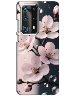 Чехол для Huawei P40 с картинкой «Нежная сакура и капли»