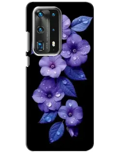 Чехол для Huawei P40 с картинкой «Фиолетовые цветы с росою»
