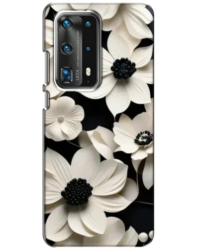 Чехол для Huawei P40 с картинкой «Объемные белые цветы»