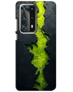 Чехол для Huawei P40 с картинкой «Салатовый разлом скалы»