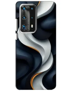 Чехол для Huawei P40 с картинкой «Объемные черно-белые ленты»