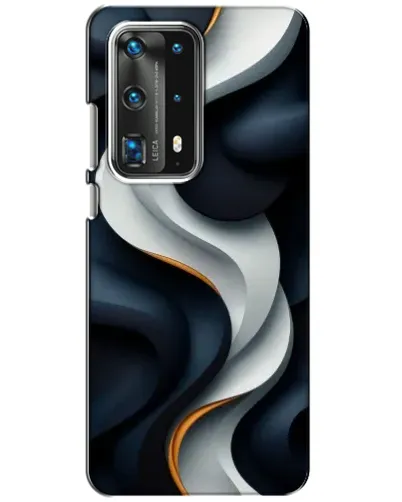 Чехол для Huawei P40 с картинкой «Объемные черно-белые ленты»