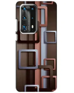 Чехол для Huawei P40 с картинкой «Коричневые объемные квадраты»