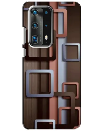 Чехол для Huawei P40 с картинкой «Коричневые объемные квадраты»