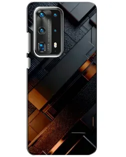 Чехол для Huawei P40 с картинкой «Черные геометрические блоки»