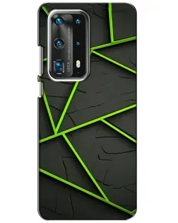 Чехол для Huawei P40 с картинкой «Зеленые геометрические линии»