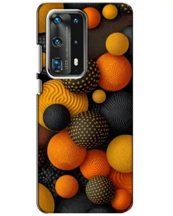 Чехол для Huawei P40 с картинкой «Объемные оранжевые сферы»