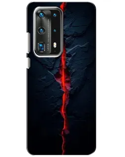 Чехол для Huawei P40 с картинкой «Kрасная лавовая трещина»
