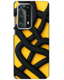 Чехол для Huawei P40 с картинкой «Черное желтое переплетение»