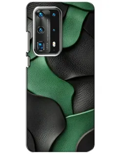 Чехол для Huawei P40 с картинкой «Зеленые кожаные волны»