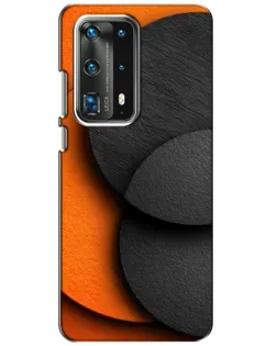 Чехол для Huawei P40 с картинкой «Геометрия оранжевых кругов»