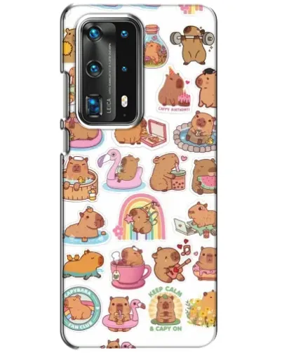 Чехол для Huawei P40 с картинкой «Капибары набор»