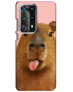 Чехол для Huawei P40 с картинкой «Капибара с языком»
