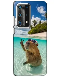 Чехол для Huawei P40 с картинкой «Капибара на море»